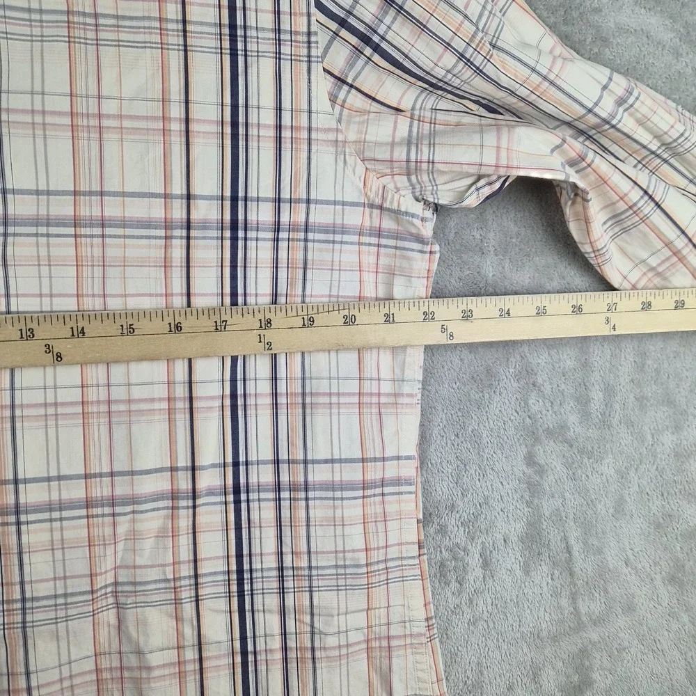 Banana Republic Mens Medium Shirt Plaid Button Up Pink Blue White Long Sleeve